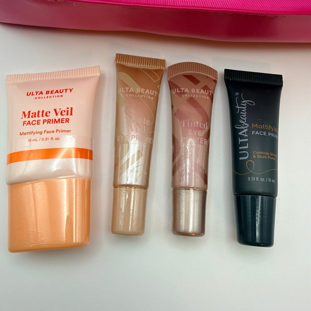 Ulta Beauty Pink Makeup Bag + Face Eye Primer 4 Pc Beauty Gift Set NEW - Picture 3 of 5